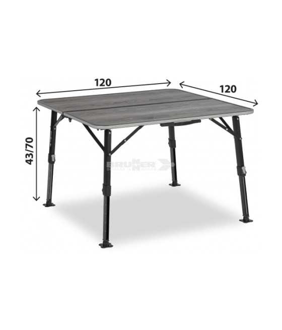 Tavolo pieghevole Brunner ELÙTOP COMPACK SQUARE 120 – 120x120 cm regolabile in altezza in alluminio