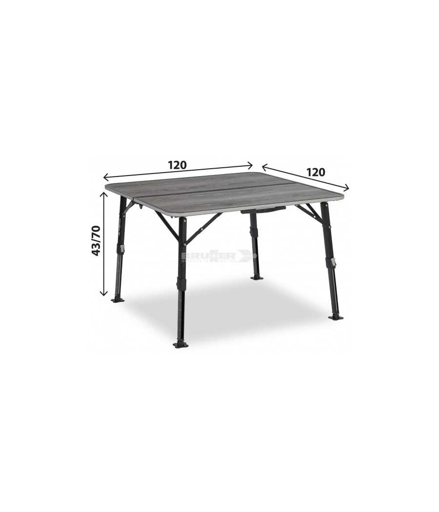 Tavolo pieghevole Brunner ELÙTOP COMPACK SQUARE 120 – 120x120 cm regolabile in altezza in alluminio
