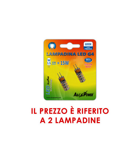 Blister 2pz Led Bispina G4 12V 1.5W 6000°K