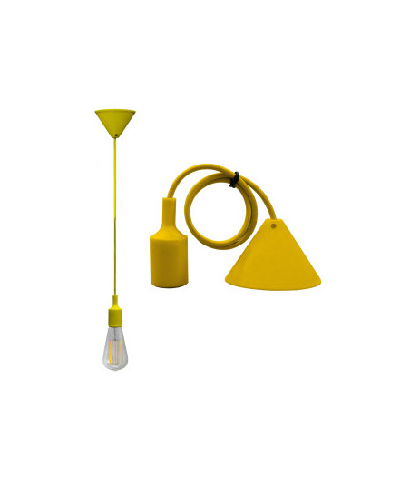Pendente Soffitto con cavo+portalam. E27 Giallo