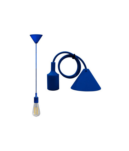 Pendente Soffitto con cavo+portalam. E27 Blu