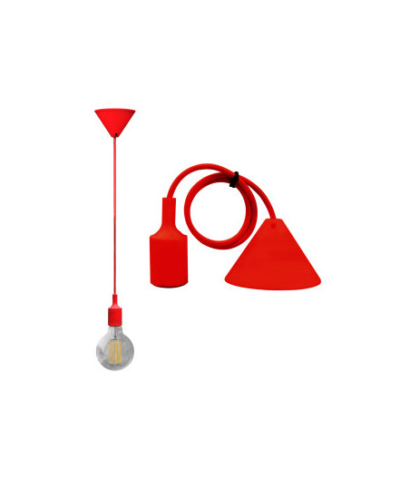 Pendente Soffitto con cavo+portalam. E27 Rosso