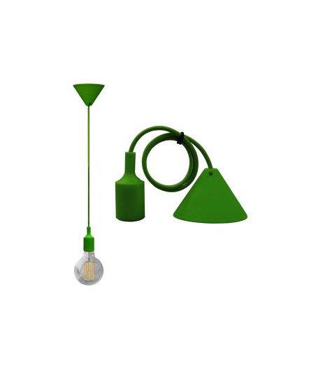 Pendente Soffitto con cavo+portalam. E27 Verde