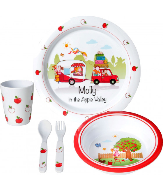 Set Molly Kids Girl, set stoviglie in melamina per bimbe