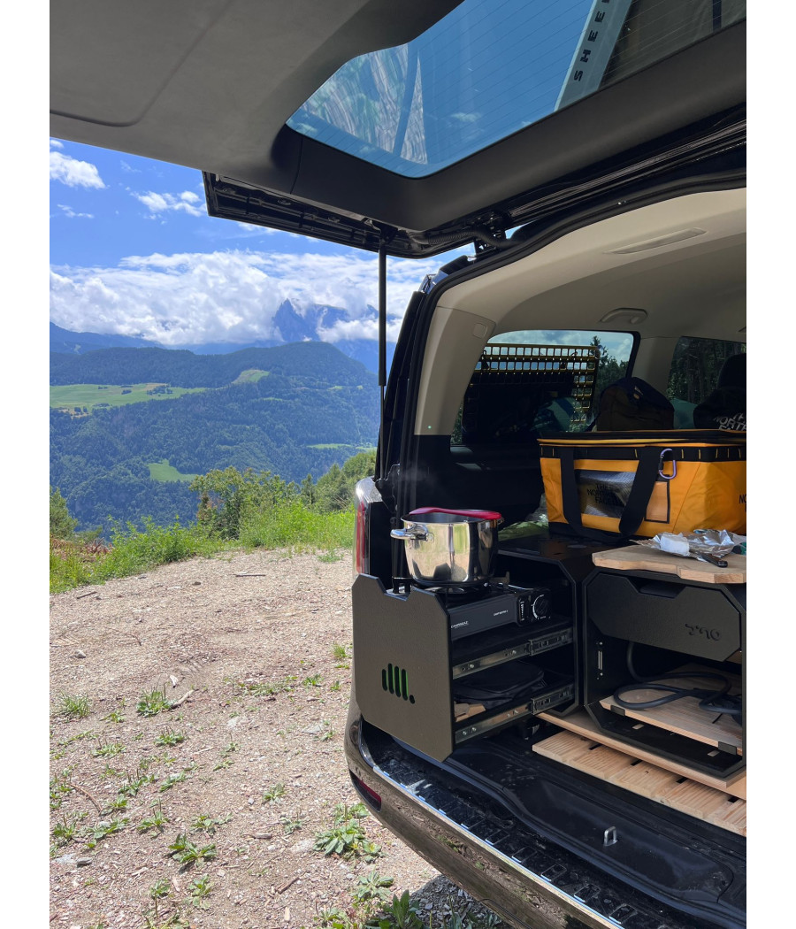 STOCK M2 – Modulo lavaggio e preparazione per campeggio auto, fuoristrada, tenda da tetto