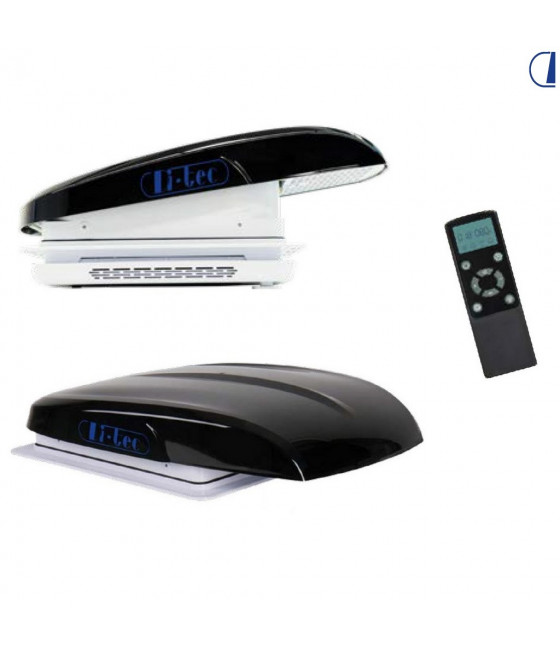 Oblò ventilato Plus Fan Nero 400×400 Di‑Tec 12 V con LED e telecomando