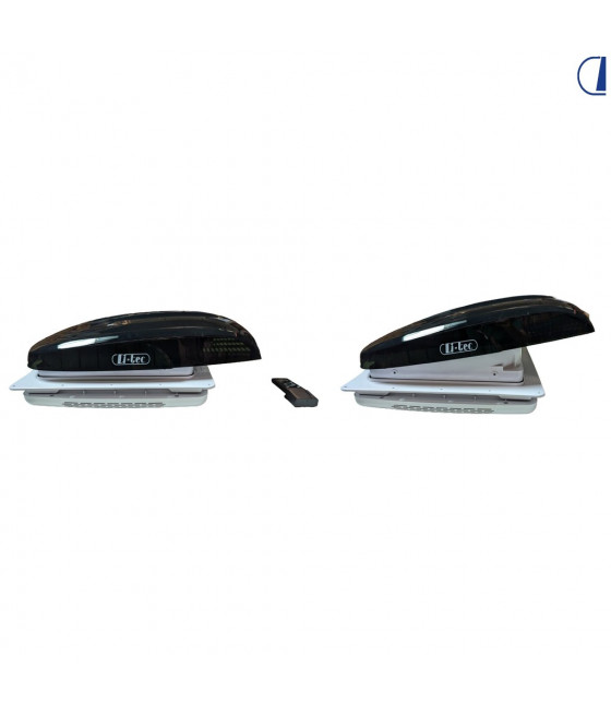 Oblò ventilato Plus Fan Nero 400×400 Di‑Tec 12 V con LED e telecomando
