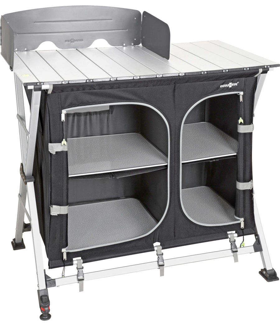 Brunner Azabache CT Cross Square – Mobiletto porta fornello in alluminio richiudibile