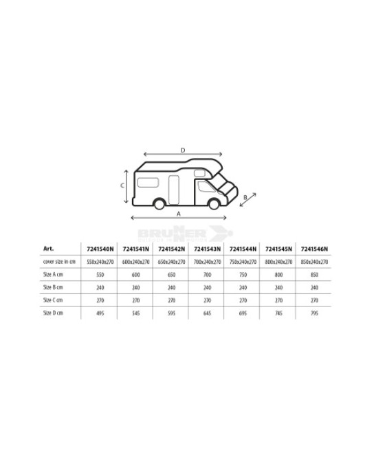 Brunner Camper Cover Design 12M – Copertura 700–750 cm in TNT 4 strati