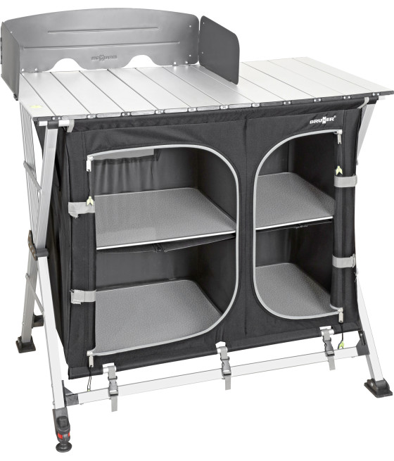 Brunner Azabache CT Cross Square – Mobiletto porta fornello in alluminio richiudibile