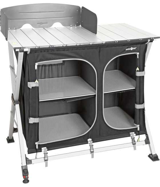 Brunner Azabache CT Cross Square – Mobiletto porta fornello in alluminio richiudibile