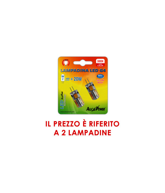 Blister 2pz Led Bispina G4 10-14V 2W 3000°K Bianco Caldo