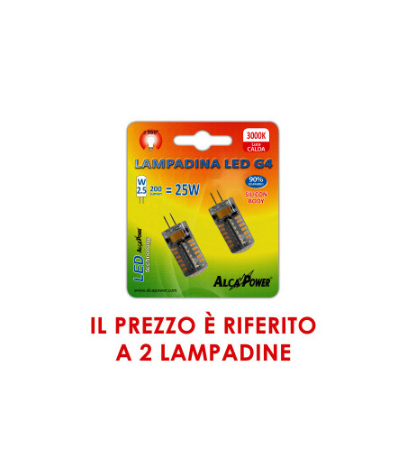 Blister 2pz Led G4 10-14V 2.5W 3000°K Bianco caldo